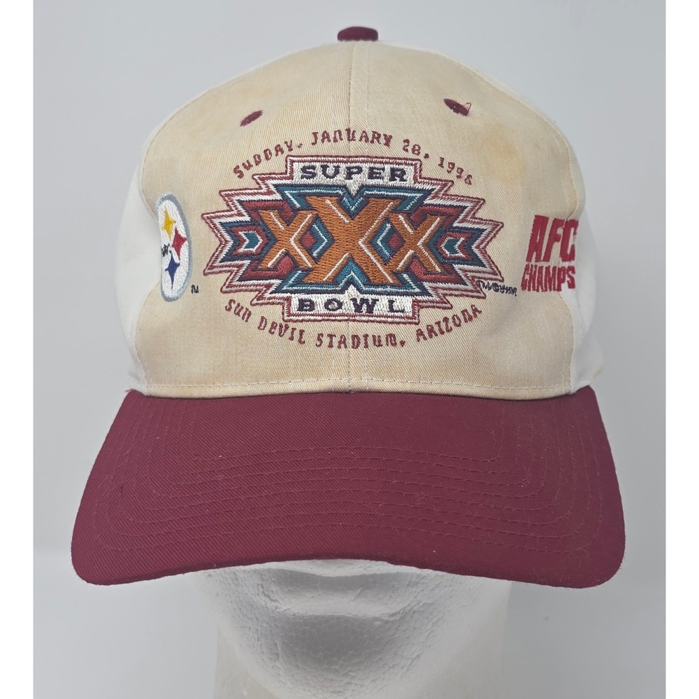 SuperBowl XXX Strapback Hat 1996 Pittsburgh Steelers AFC Champs Vtg Cap